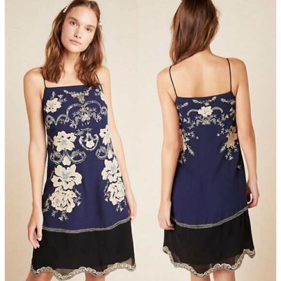 Anthropologie Allaire Embroidered Slip Dress Size XS - Picture 1 of 7
